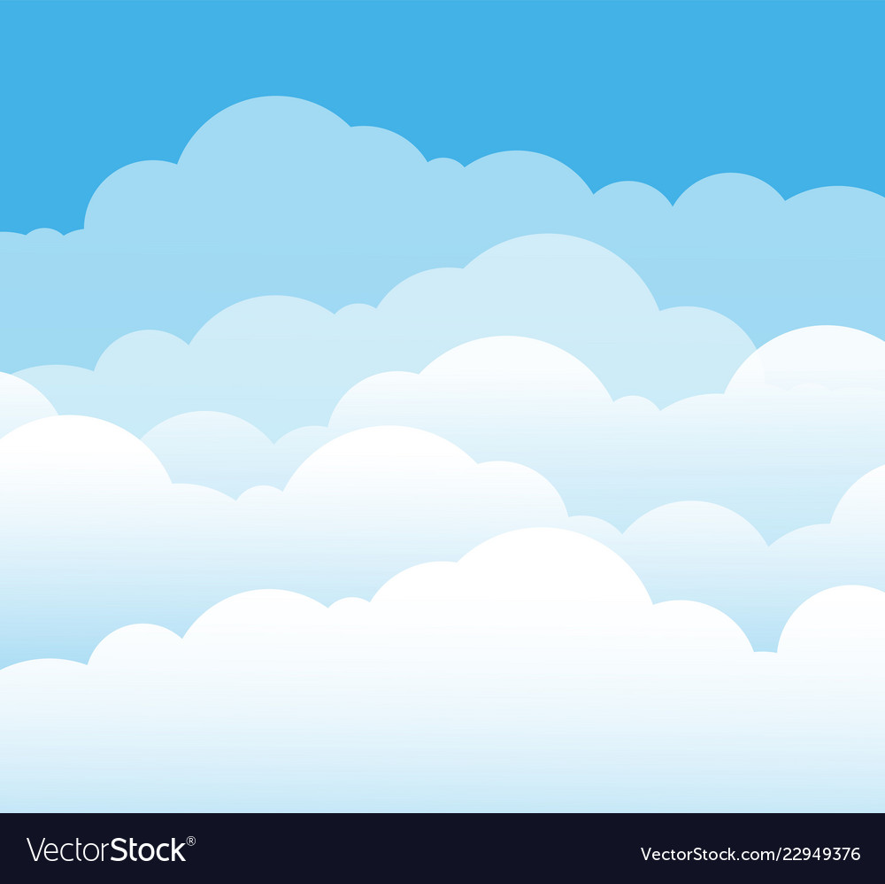 Sky and clouds Cartoon cloudy background Heaven scene with blue sky and white cloud Vector illustration